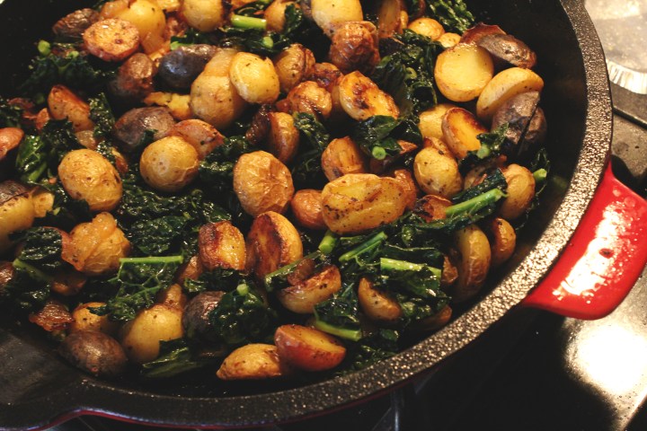 Pan Roasted Potatoes and Kale
